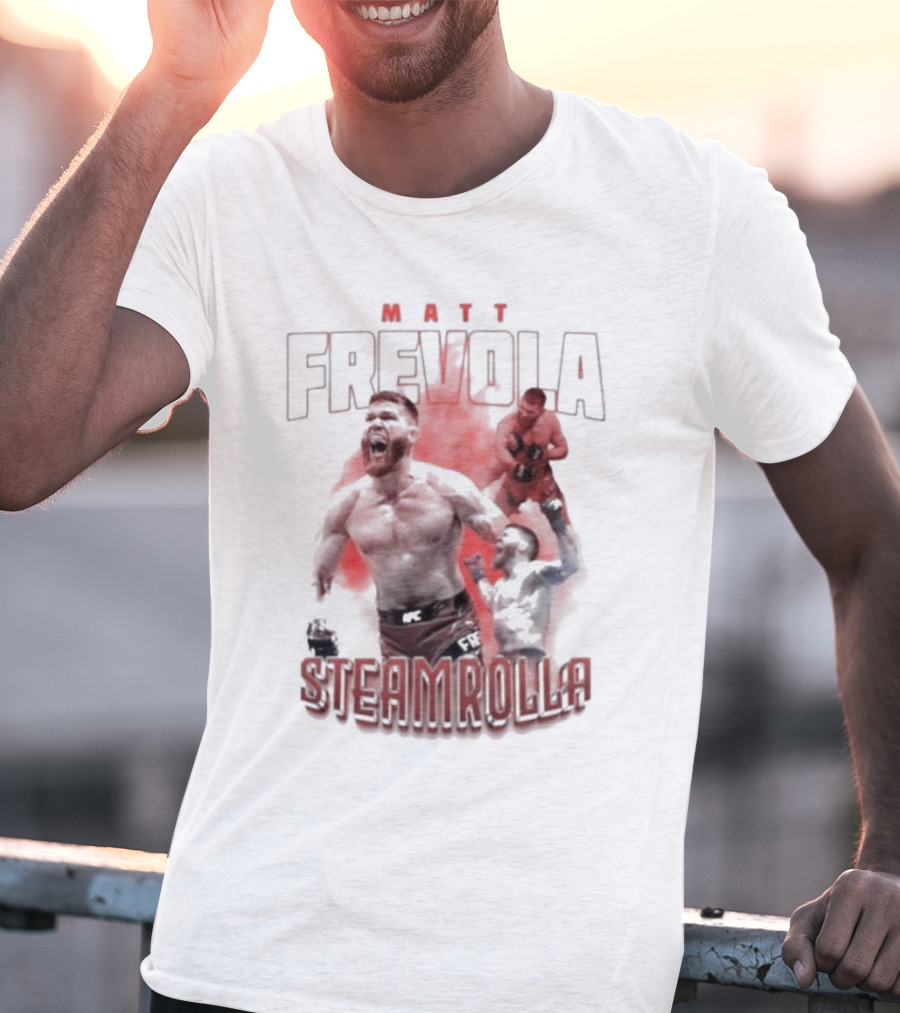 MATT FREVOLA STEAMROLLA Fiery MMA Fighter Action Scene T-Shirt