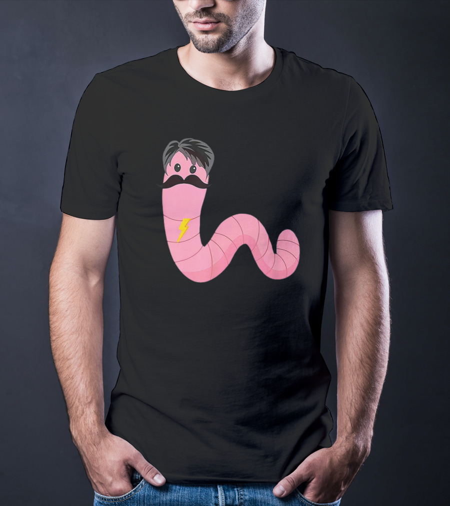 Worm With A Mustache James Tom Ariana Reality Lightning Bolt T-Shirt