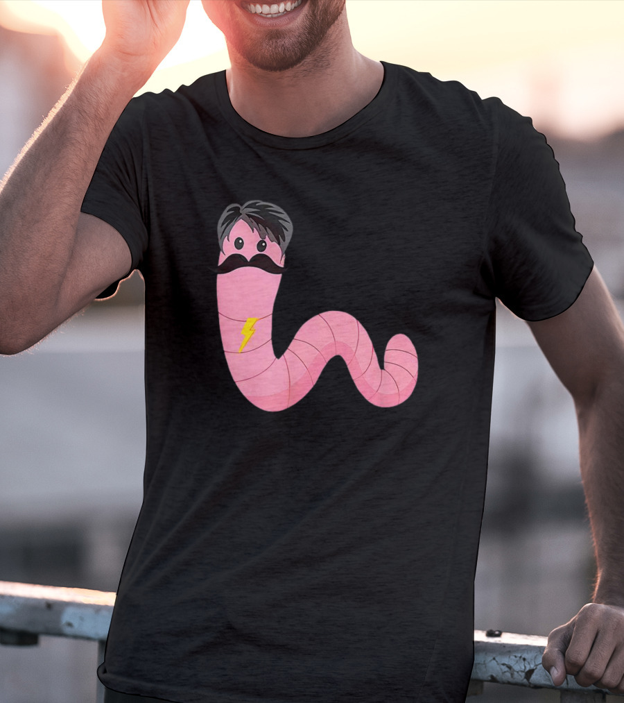 Worm With A Mustache James Tom Ariana Reality Lightning Bolt T-Shirt