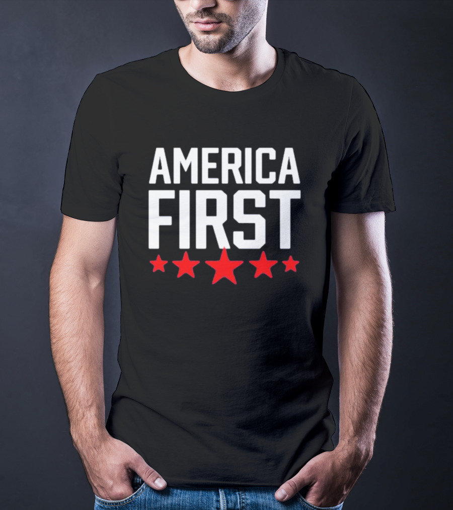Scott Presler Wearing America First Red Stars T-Shirt