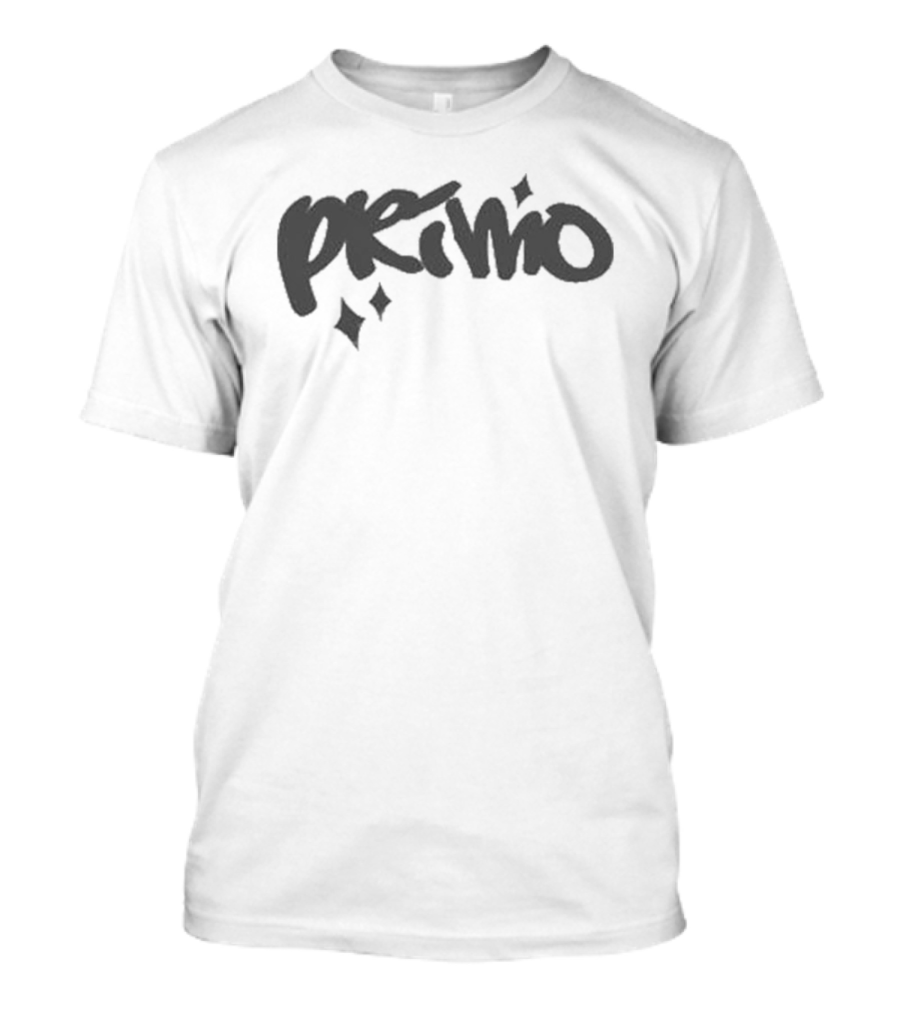Primo Puff Print Stylish Text With Star Accents T-Shirt