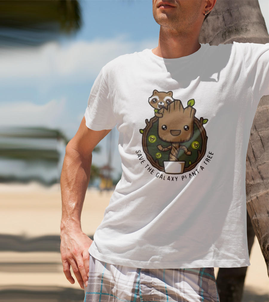 Save The Galaxy Plant A Tree Chibi Guardians Of The Galaxy T-Shirt