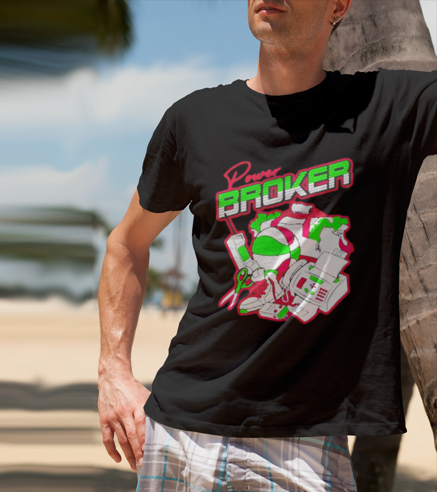 Power Broker Retro Tech And Sports Collage T-Shirt