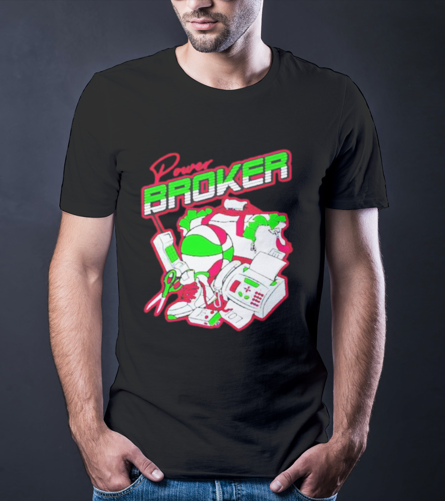 Power Broker Retro Tech And Sports Collage T-Shirt