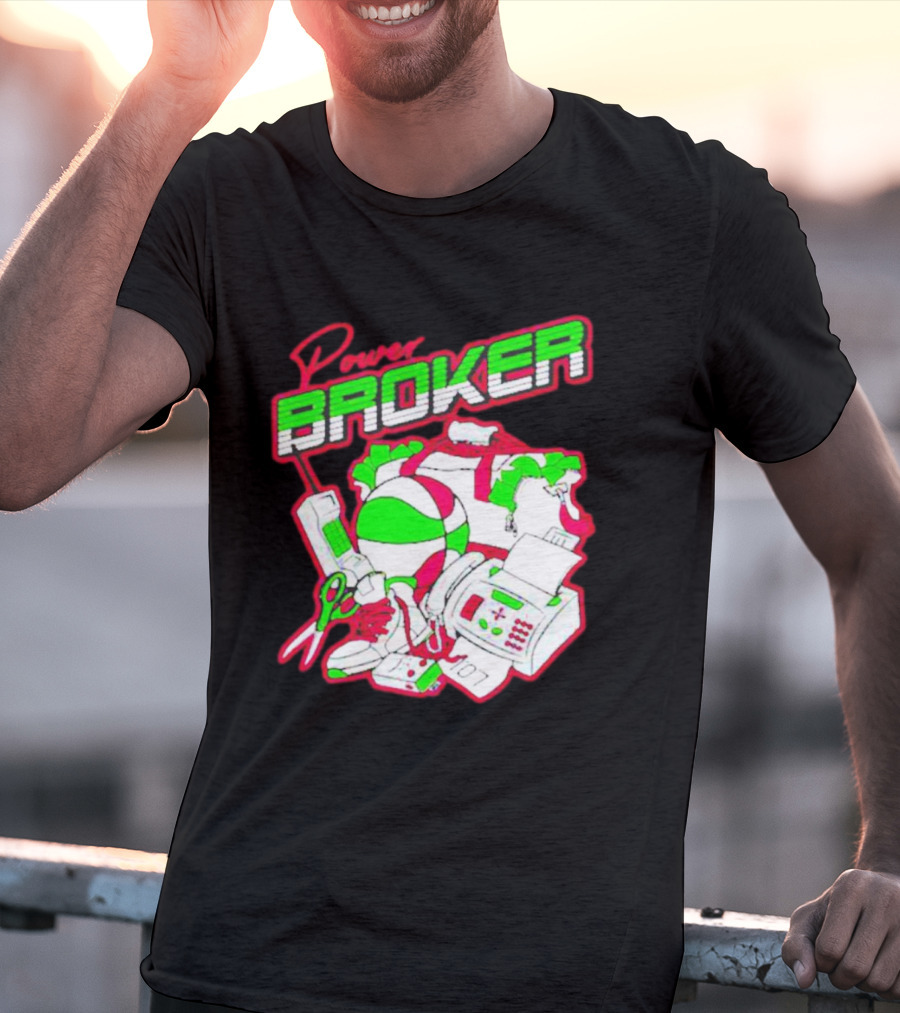 Power Broker Retro Tech And Sports Collage T-Shirt