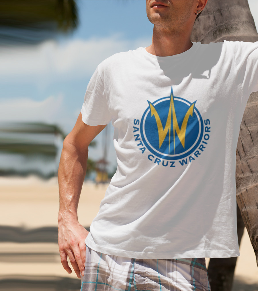 Santa Cruz Warriors Basketball Team Logo Blue And Yellow T-Shirt