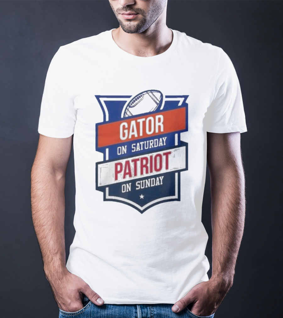 Gator On Saturday Patriot On Sunday Football Badge T-Shirt