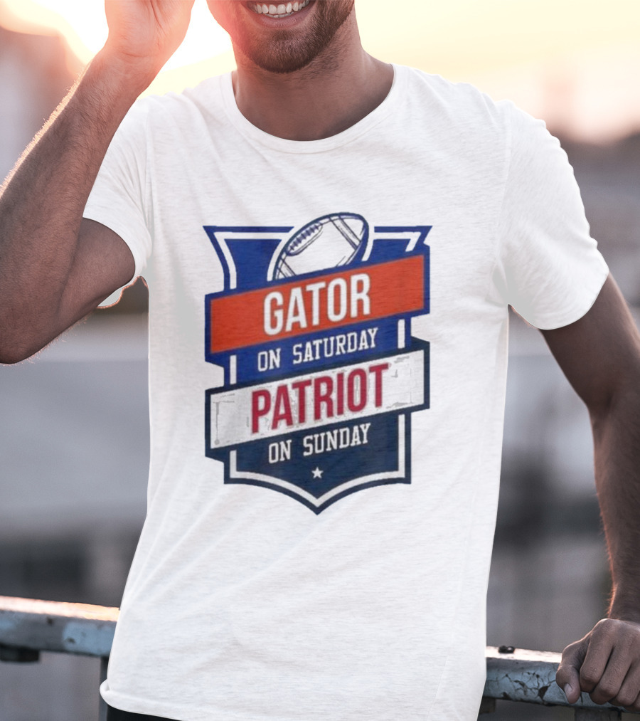 Gator On Saturday Patriot On Sunday Football Badge T-Shirt