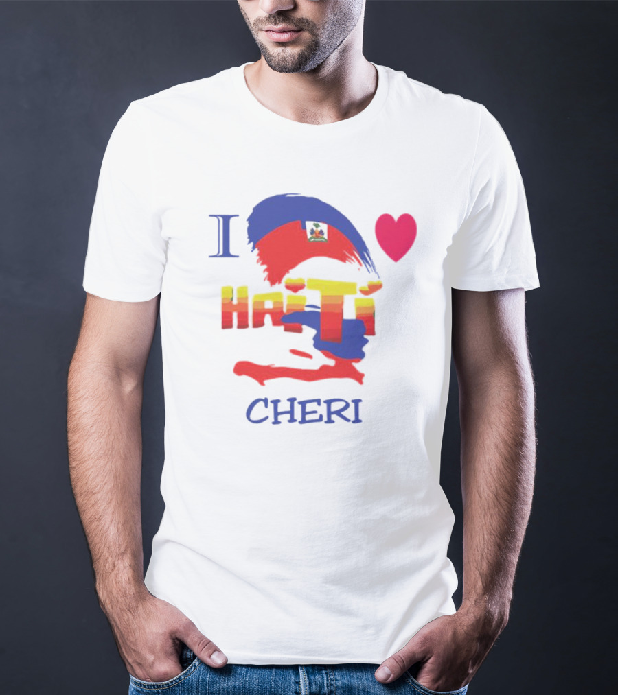 I Love Haiti Cheri Haitian Flag Heart T-Shirt