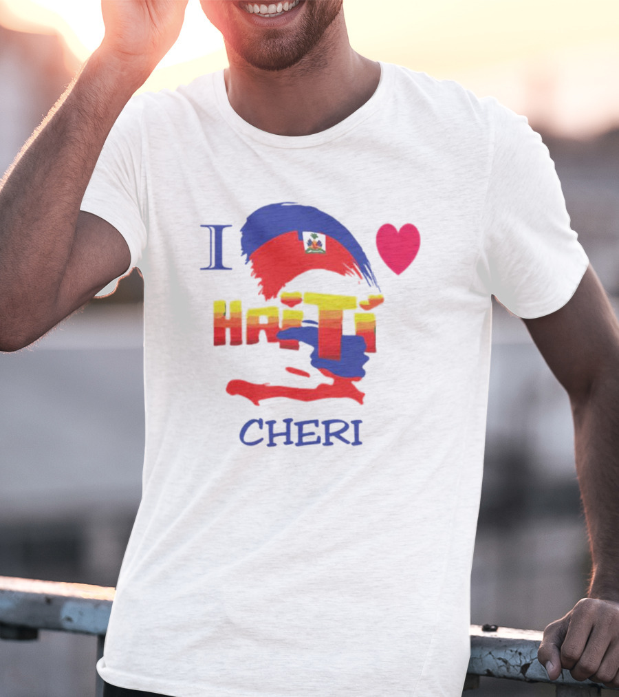 I Love Haiti Cheri Haitian Flag Heart T-Shirt