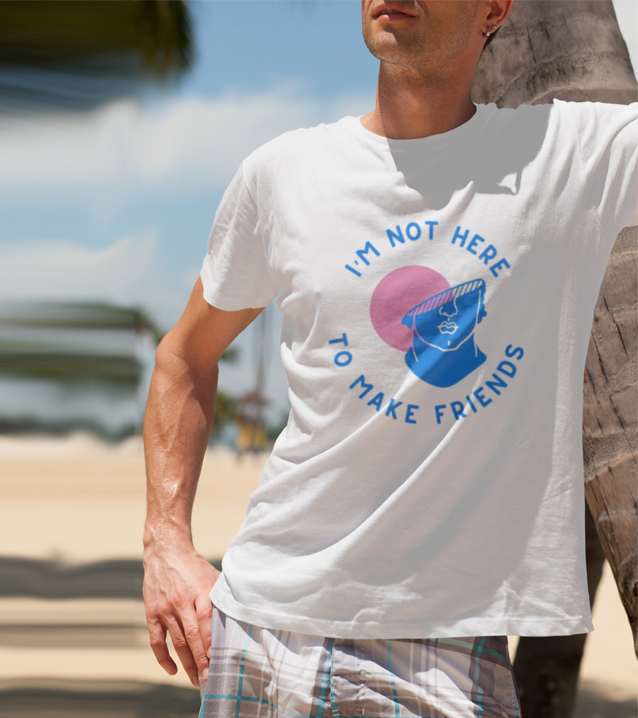 I’m Not Here To Make Friends Sam Smith Blue Pink Bust Sunglasses T-Shirt