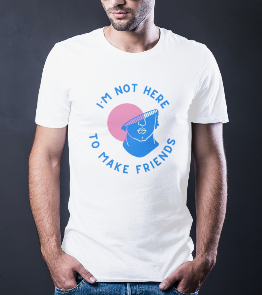 I’m Not Here To Make Friends Sam Smith Blue Pink Bust Sunglasses T-Shirt