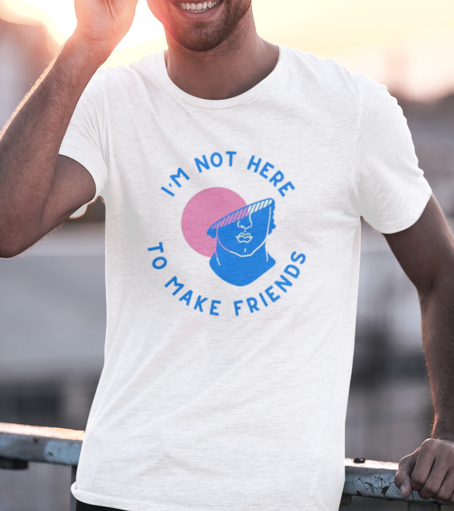 I’m Not Here To Make Friends Sam Smith Blue Pink Bust Sunglasses T-Shirt