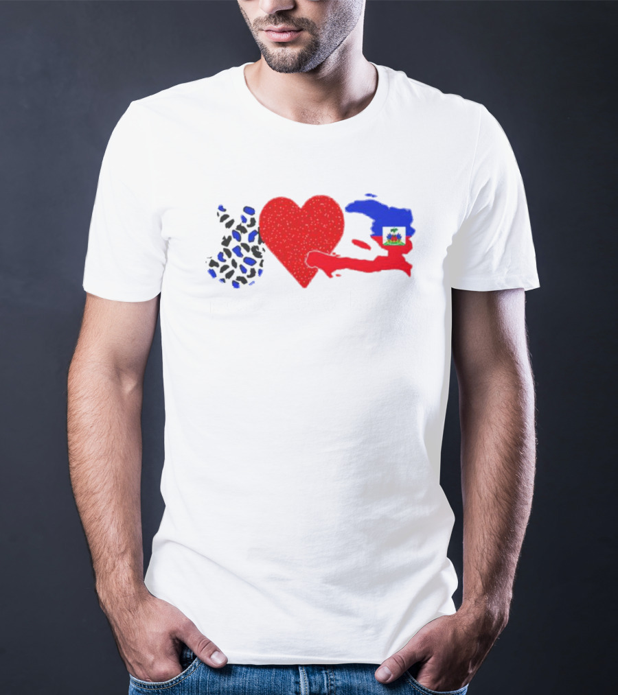 Peace Love Haiti Flag Haitian Heritage Pride T-Shirt