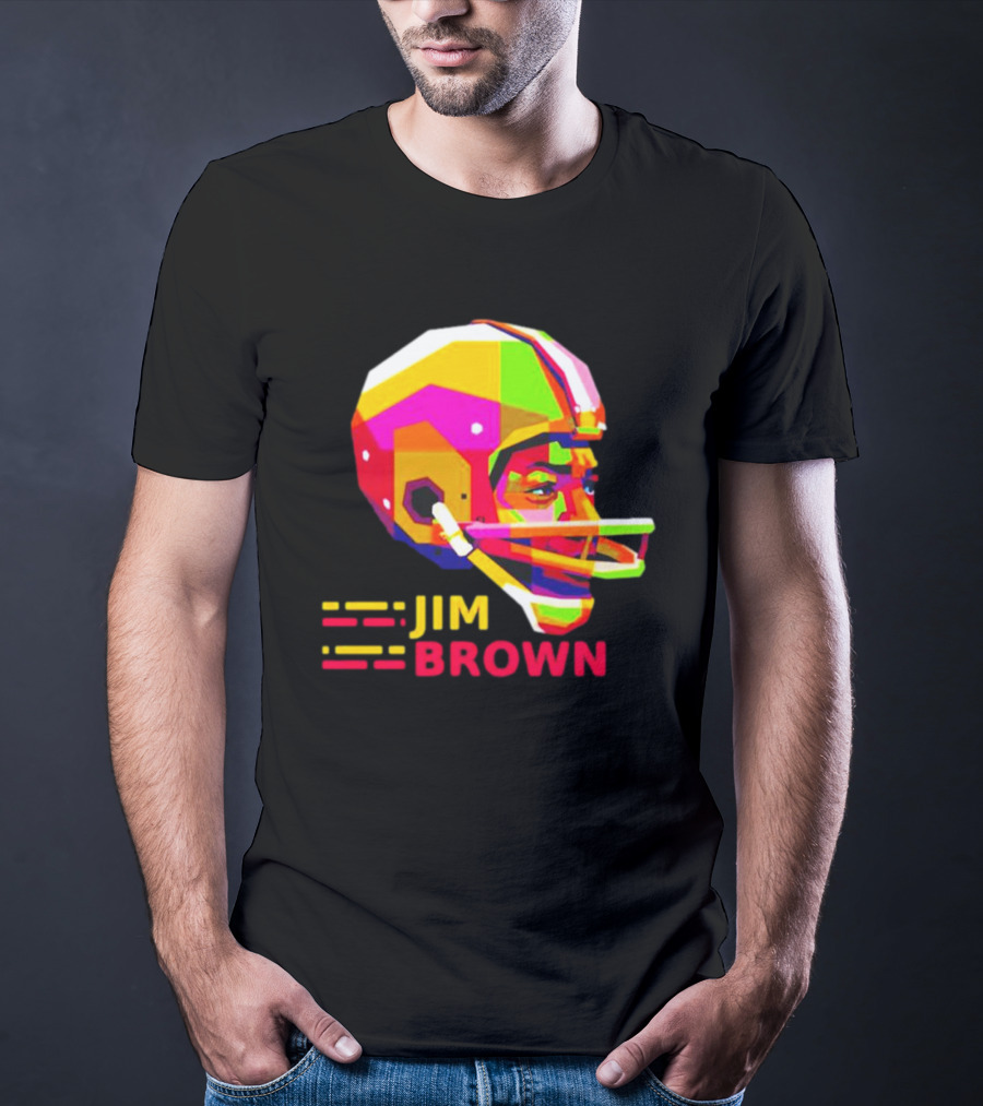 Jim Brown Vibrant Helmet Portrait Pop T-Shirt