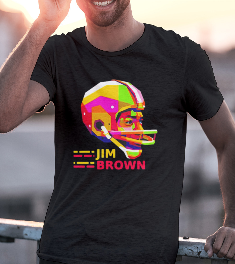 Jim Brown Vibrant Helmet Portrait Pop T-Shirt