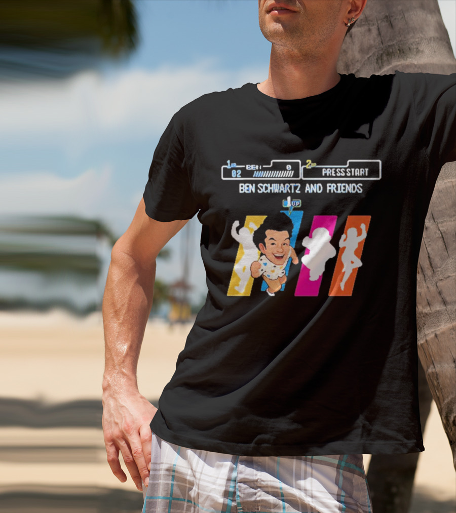 Ben Schwartz And Friends One Up Press Start Retro Gaming T-Shirt