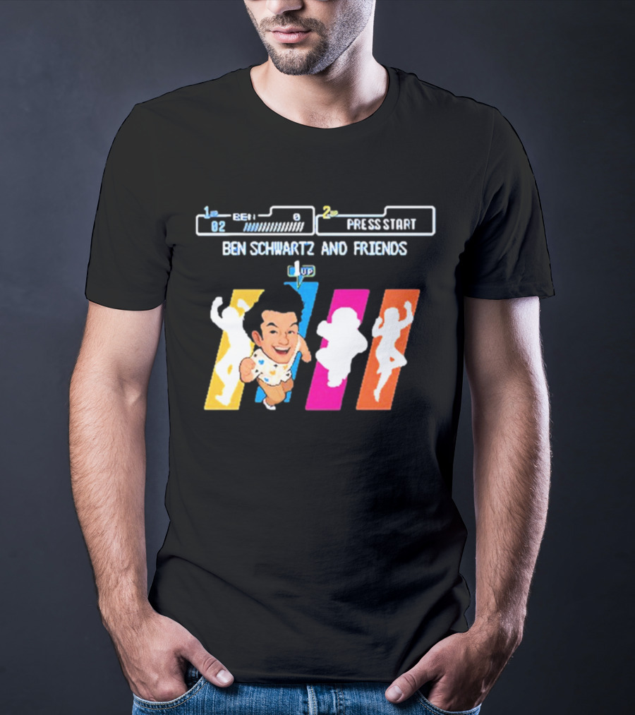 Ben Schwartz And Friends One Up Press Start Retro Gaming T-Shirt