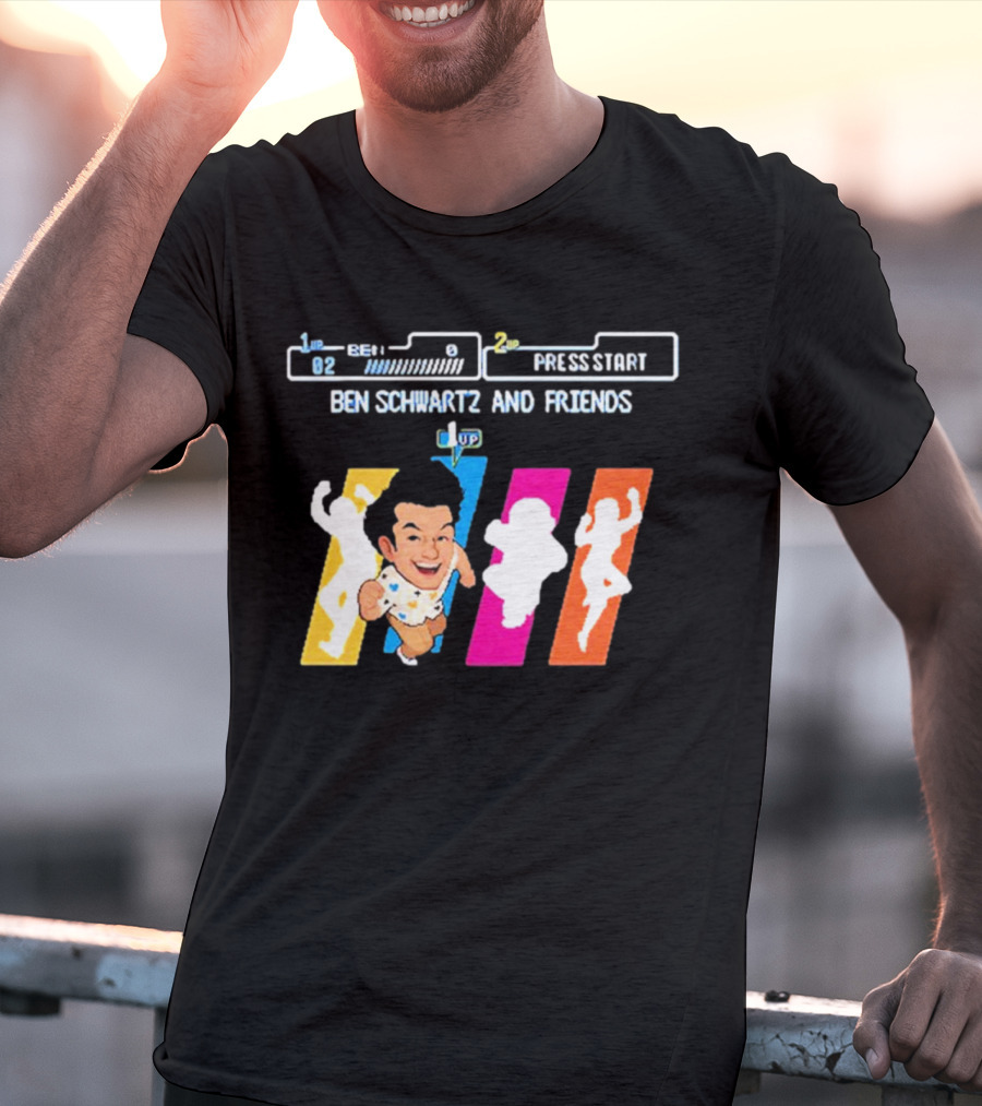 Ben Schwartz And Friends One Up Press Start Retro Gaming T-Shirt