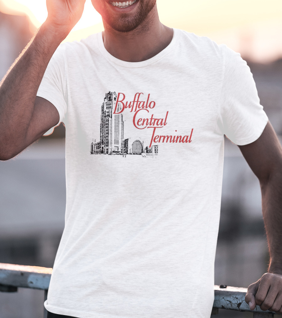 Buffalo Central Terminal Architectural Sketch With Stylized Red T-Shirt