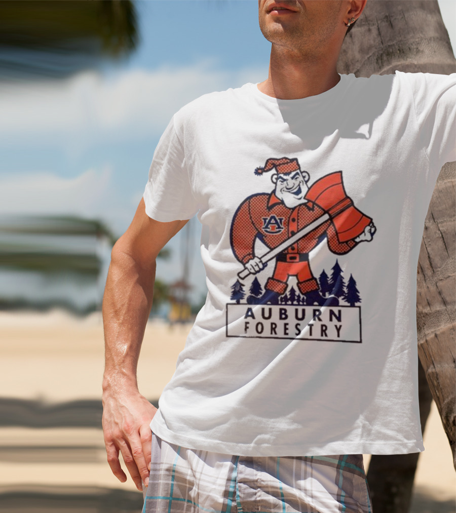 Auburn Forestry Lumberjack With Axe And Pine Trees T-Shirt