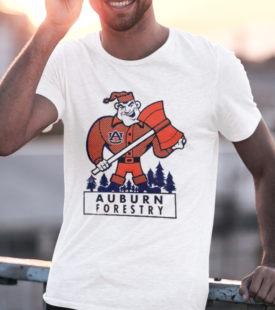 Auburn Forestry Lumberjack With Axe And Pine Trees T-Shirt