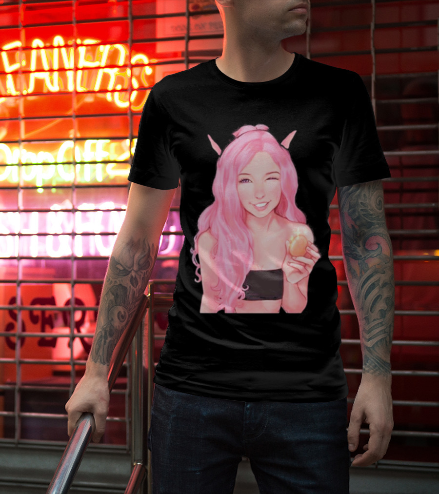 Belle Delphine Pink Hair Winking Holding Golden Egg Fantasy T-Shirt