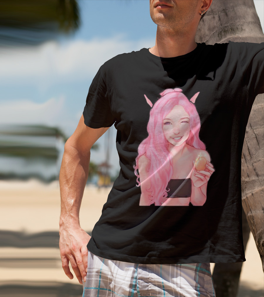 Belle Delphine Pink Hair Winking Holding Golden Egg Fantasy T-Shirt