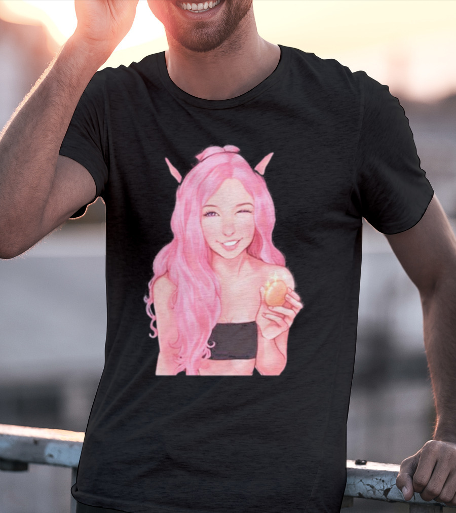 Belle Delphine Pink Hair Winking Holding Golden Egg Fantasy T-Shirt