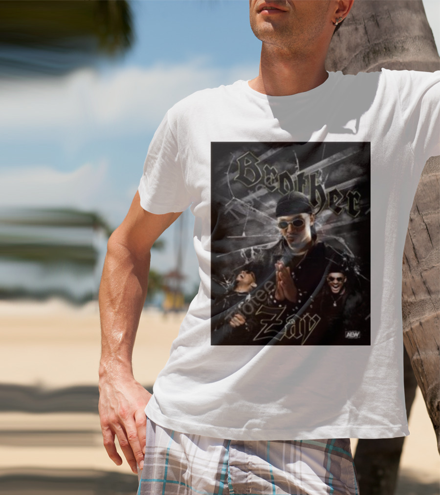 Brother Zay AEW Theme With Three Images And Dramatic Shattered Glass Background T-Shirt