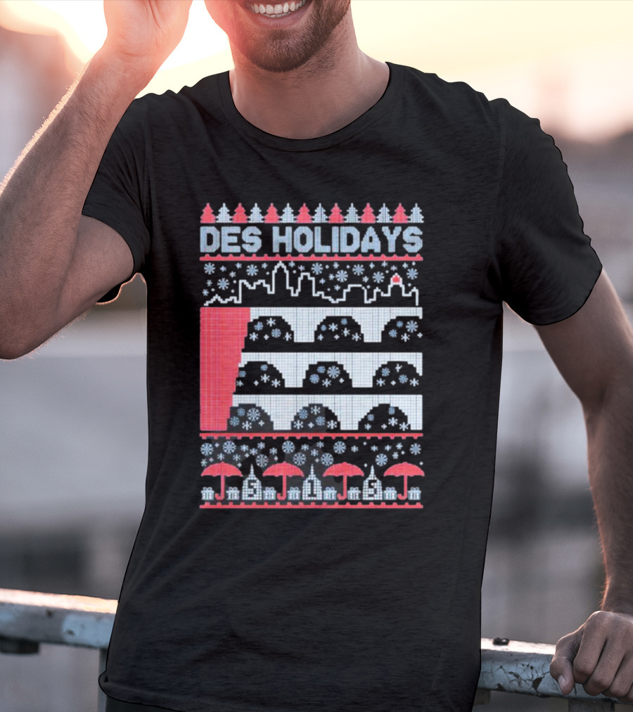 Des Holidays Ugly Christmas Sweater Skyline Snowflake T-Shirt