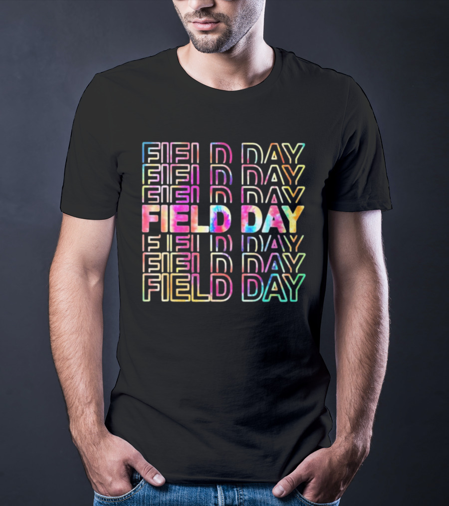 Field Day Colorful Tie Dye Text T-Shirt