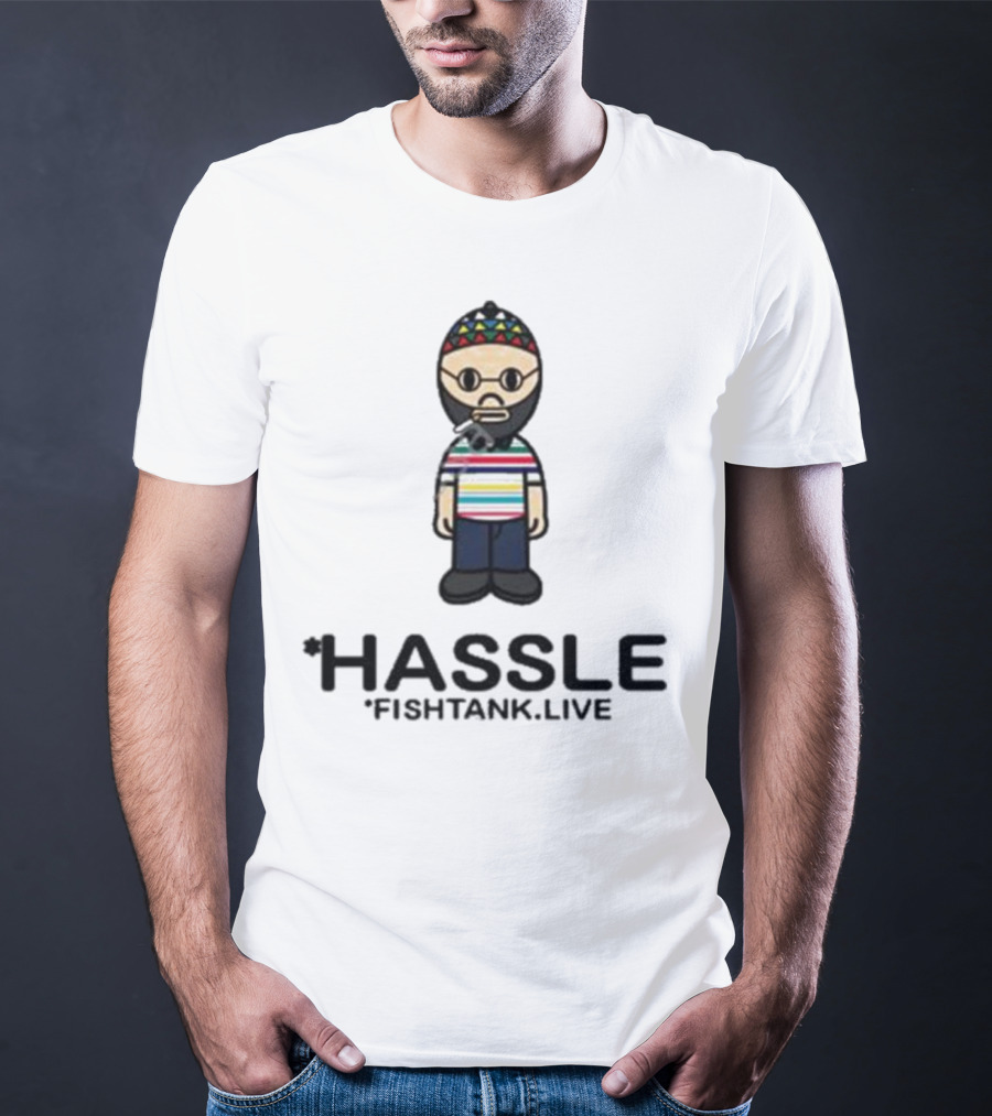 Hassle Fish Tank Live Figure With Colorful Hat And Striped T-Shirt