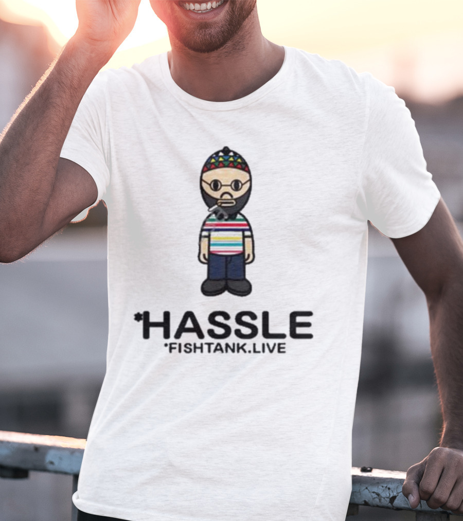 Hassle Fish Tank Live Figure With Colorful Hat And Striped T-Shirt