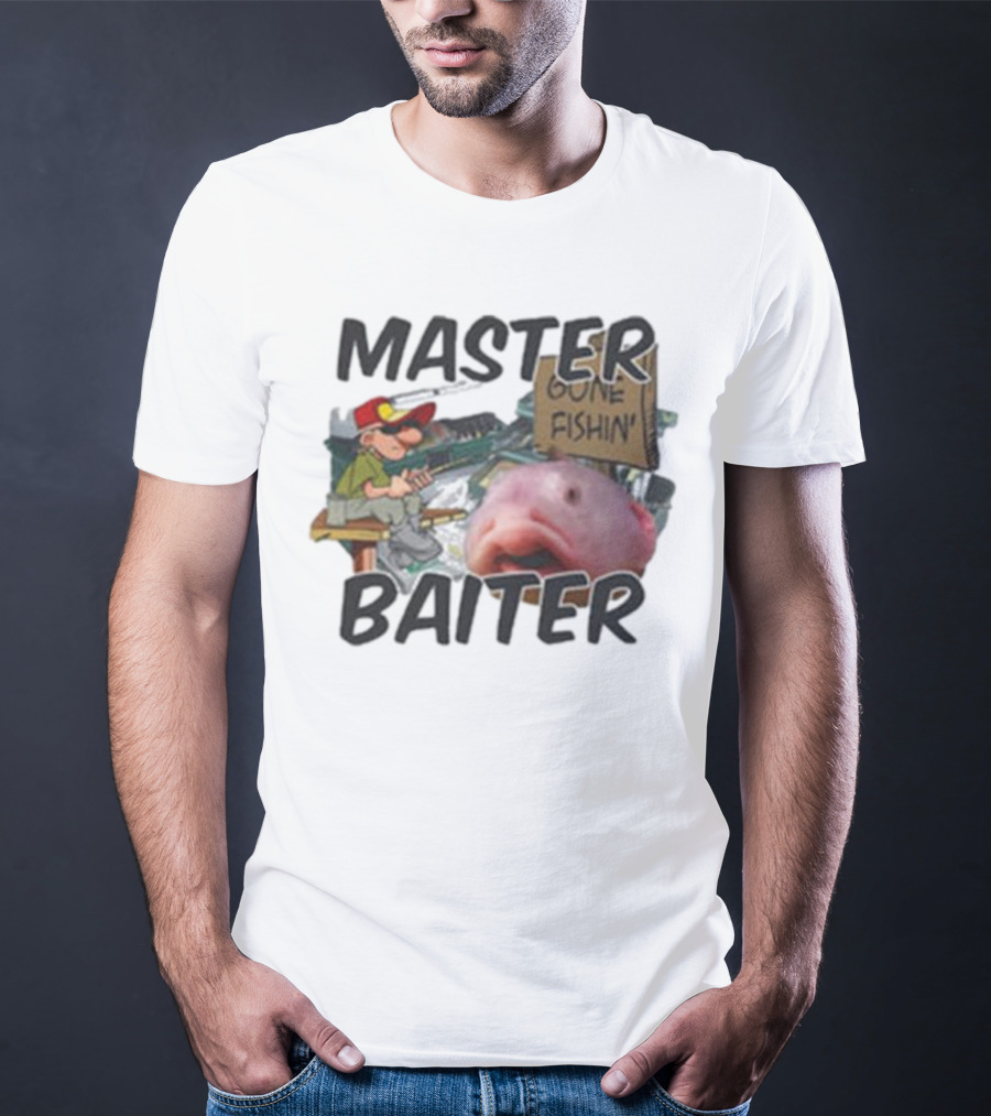 Master Baiter Gone Fishin' Fisherman With Big Fish T-Shirt