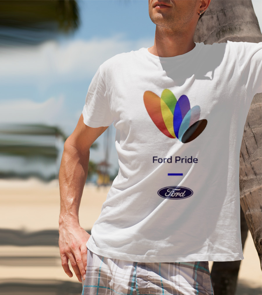 Ford Pride Typography Over Rainbow Petals T-Shirt