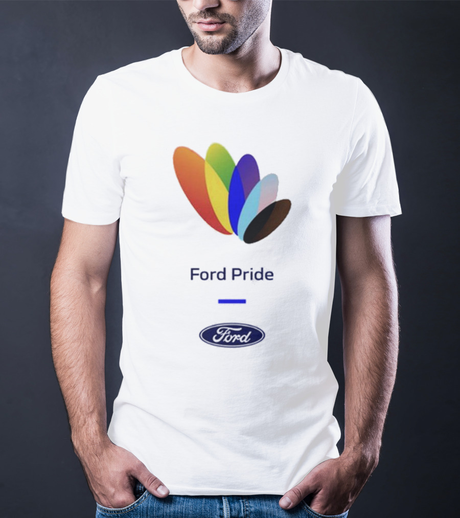 Ford Pride Typography Over Rainbow Petals T-Shirt