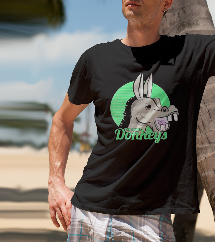 The Swamp Donkeys Green Logo Icon With Donkey Face T-Shirt