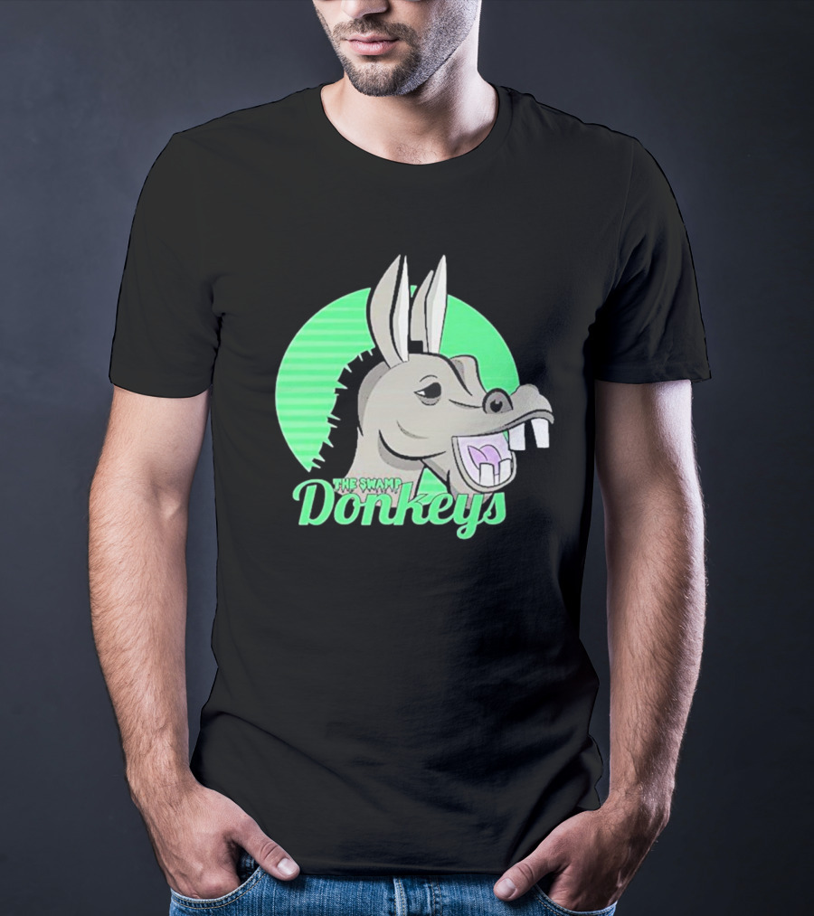 The Swamp Donkeys Green Logo Icon With Donkey Face T-Shirt