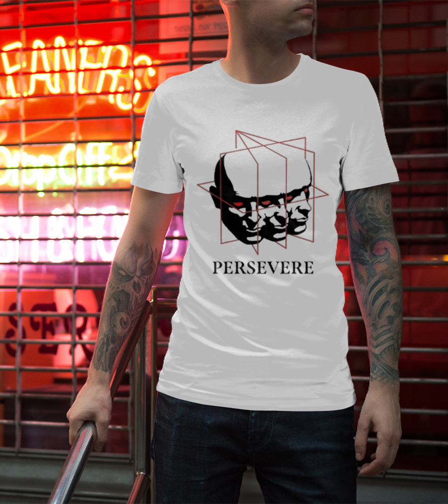 Persevere Triple Head Red Eyes Geometric Box T-Shirt