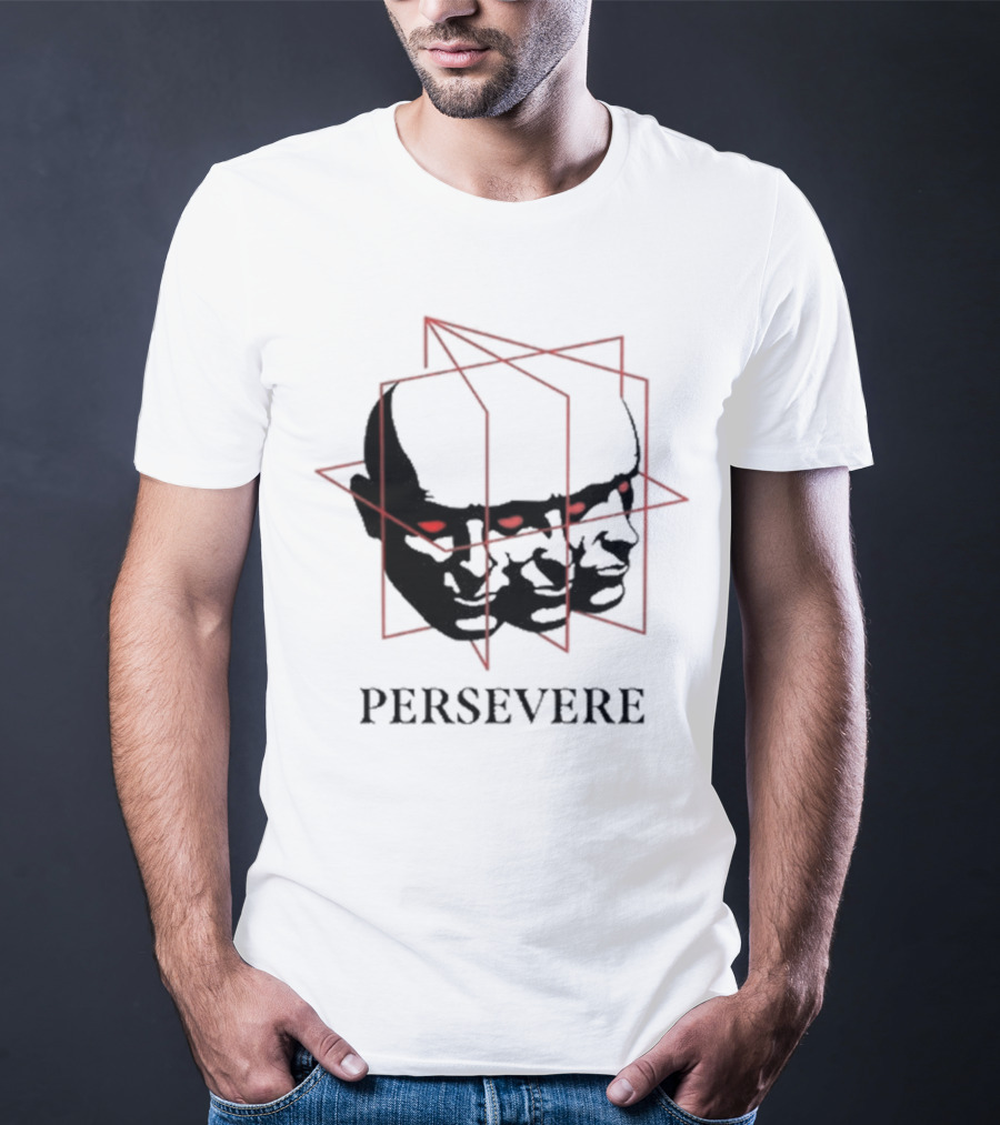 Persevere Triple Head Red Eyes Geometric Box T-Shirt