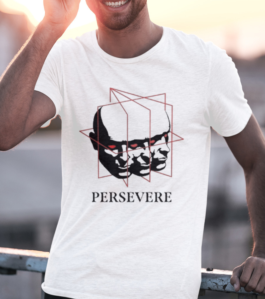Persevere Triple Head Red Eyes Geometric Box T-Shirt