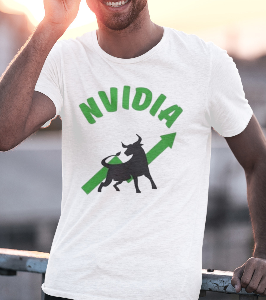 Nvidia Stock Bullish With Upward Arrow And Bull T-Shirt