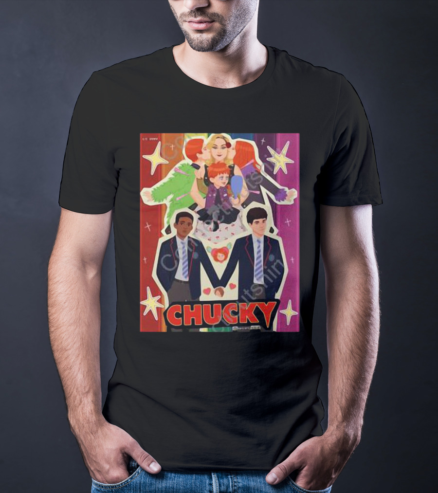 Chucky Pride Rainbow Characters Holding Hands Nbcu T-Shirt