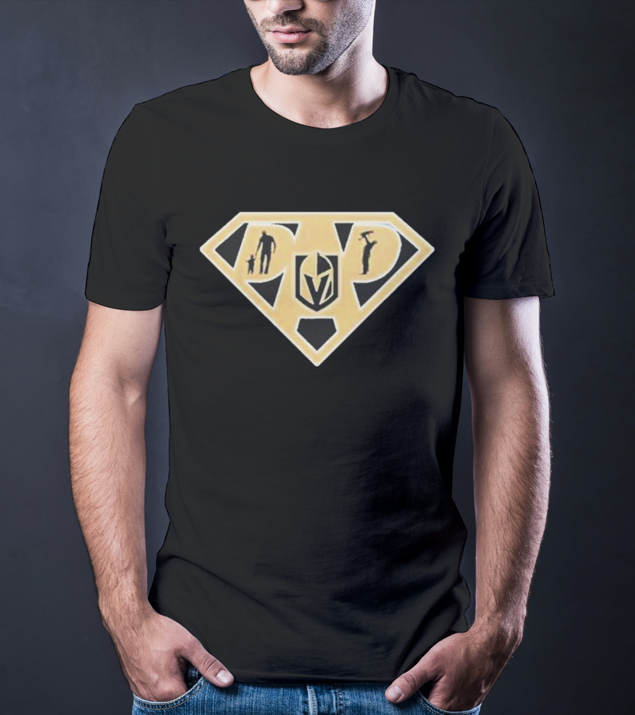 Vegas Golden Knights Super Dad Hero Shield T-Shirt