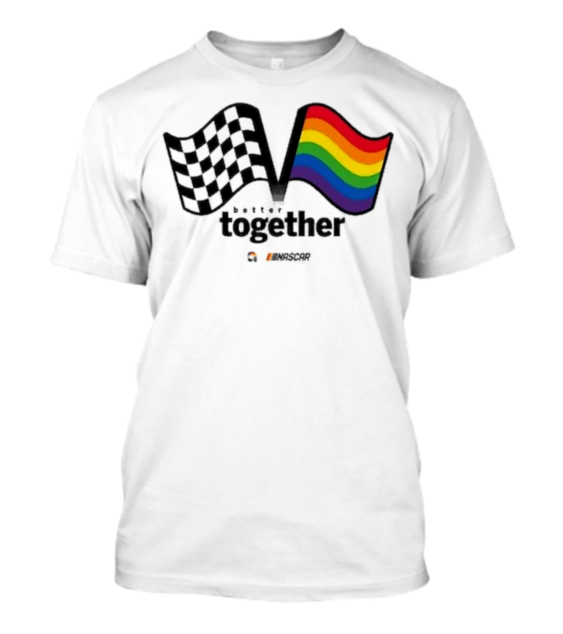 NASCAR Better Together Checkered Flag Pride Rainbow T-Shirt
