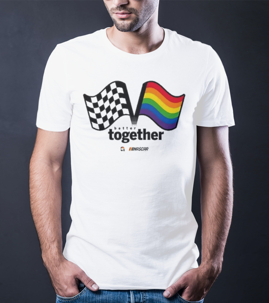 NASCAR Better Together Checkered Flag Pride Rainbow T-Shirt