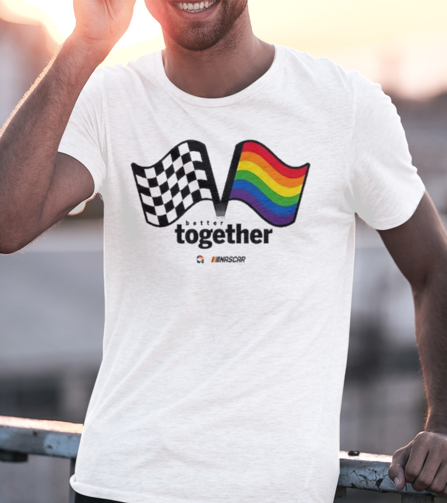 NASCAR Better Together Checkered Flag Pride Rainbow T-Shirt
