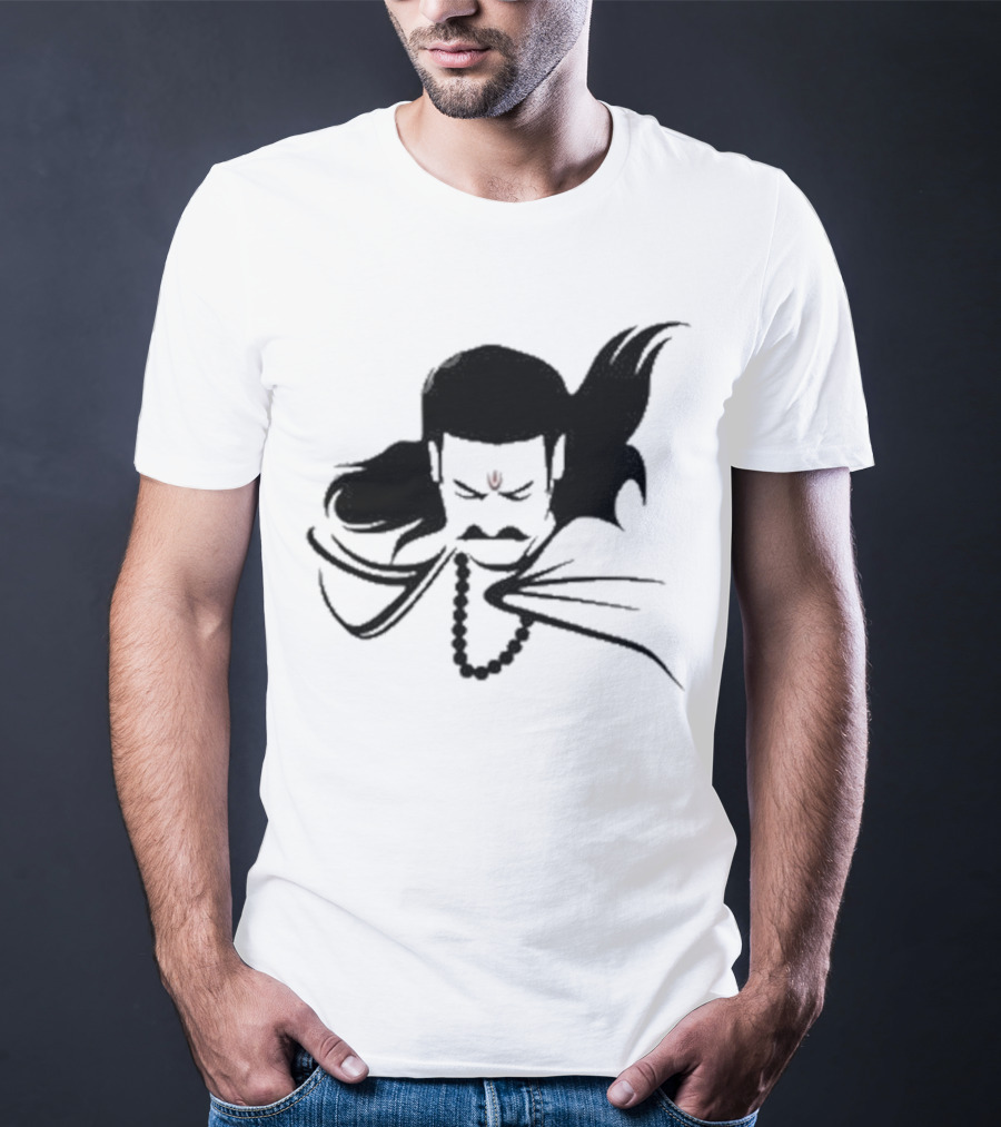 Prabhas The Lone Prince Adipurush Minimalist Silhouette With Red Tilak T-Shirt