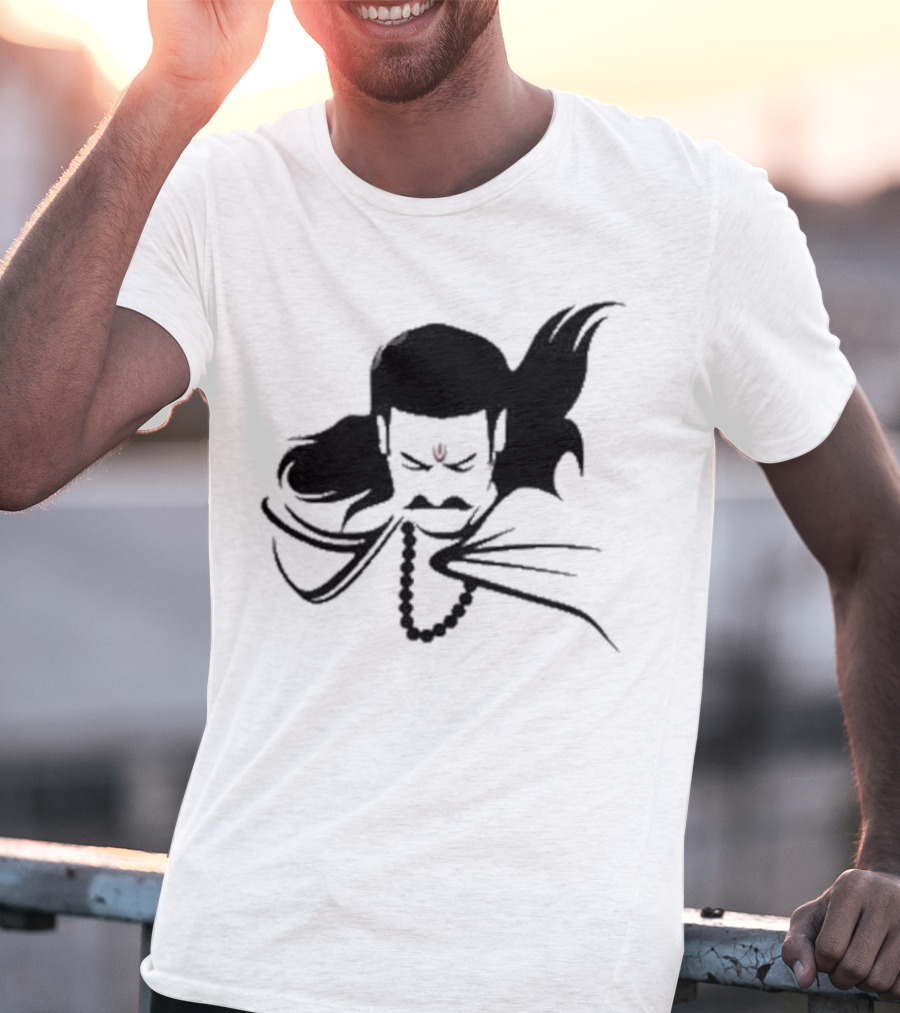 Prabhas The Lone Prince Adipurush Minimalist Silhouette With Red Tilak T-Shirt